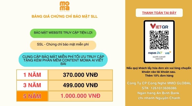 Chứng chỉ SSL - bổ trợ cho quảng cáo moma